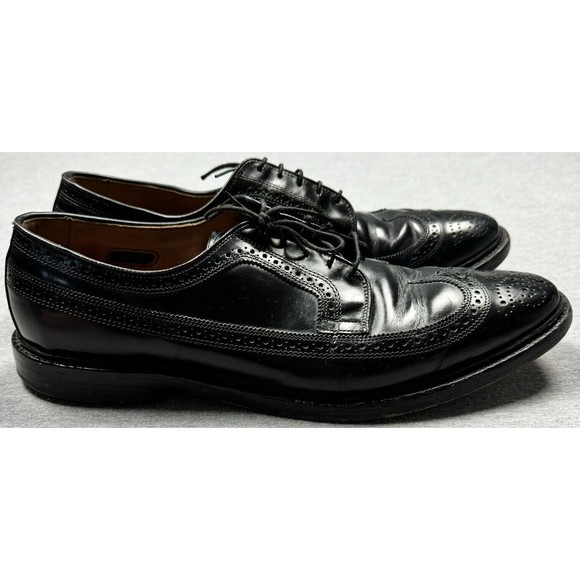 Allen Edmonds MacNeil Shoes Mens 13 Black Leather Long Wing Wingtips 9107 - Picture 8 of 11